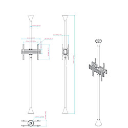 Acheter Kimex Support sol-plafond pour 2 écrans TV back to back 32'' - 75'' - Hauteur max 240cm