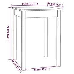 vidaXL Table à manger 55x55x75 cm Bois massif de pin pas cher