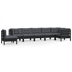 Maison Chic Salon de jardin 8 pcs + coussins - Mobilier/Meubles de jardin - Table et chaises d'extérieur Noir Bois de pin solide -MN35123