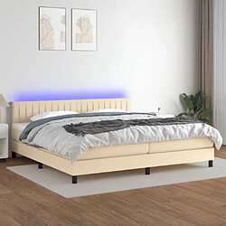 Sommier à lattes,Cadre à lattes de lit et matelas et LED pour Adulte Crème 200x200cm Tissu -MN75732