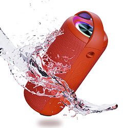 General Haut-parleur Bluetooth stéréo étanche 20 W, haut-parleur Bluetooth étanche utilisant la dernière technologie Bluetooth 5.0, son surround HD 360° avec basses, double couplage pour la maison, la fête, la plage (microphone rouge + filaire).