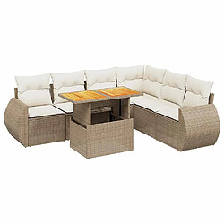 vidaXL Salon de jardin avec coussins 7 pcs beige résine tressée