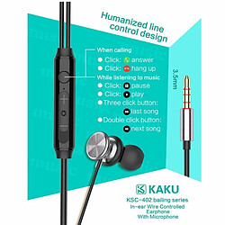 Acheter iKaku KSC-402 Écouteurs intra-auriculaires HiFi légers universels 3,5 mm avec microphone 1,2 m Blanc