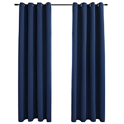 vidaXL Rideaux occultants avec anneaux en métal 2 pcs Bleu 140x225 cm