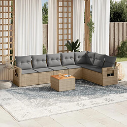 Maison Chic Ensemble à manger d'extérieur 8 pcs avec coussins,Salon de jardin,Mobilier de jardin mélange beige résine tressée -GKD153954