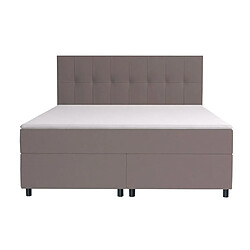 Avis Vente-Unique Ensemble complet boxspring tête de lit capitonnée + sommiers + matelas + surmatelas - 160 x 200 cm - Tissu - Gris - SIERO de YSMÉE