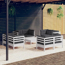 Maison Chic Salon de jardin 9 pcs + coussins - Mobilier/Meubles de jardin - Table et chaises d'extérieur anthracite Bois de pin -MN23984