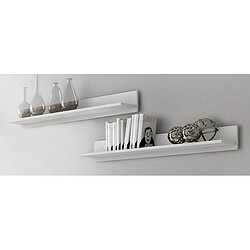 Pegane Set de meuble TV et 2 étagères murales coloris blanc/chêne - Longueur 180 x Profondeur 39,6 x Hauteur 49 cm