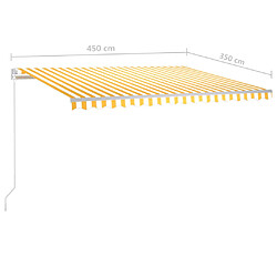 vidaXL Auvent manuel rétractable avec LED 4,5x3,5 m Jaune et blanc pas cher