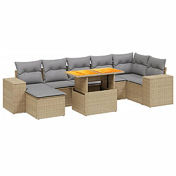 vidaXL Salon de jardin avec coussins 8 pcs beige résine tressée