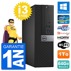 PC Dell OptiPlex 7040 SFF Core i3-6100 RAM 64Go Disque 1To HDMI Windows 10 Wifi - Occasion