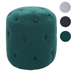 Mendler Tabouret HWC-D22, repose-pieds, 42x39cm ~ velours vert foncé