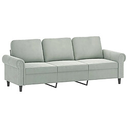 Maison Chic Canapé à 3 places,Canapé droit,Sofa de Salon,Banquette Gris clair 180 cm Velours -GKD168543