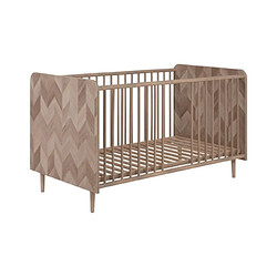 Mes Lit bébé 70x140 cm décor chêne chevrons avec sommier