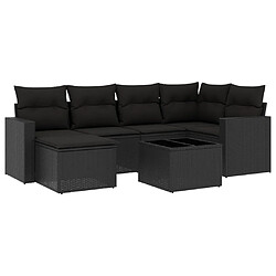 Maison Chic Salon de jardin 7 pcs avec coussins | Ensemble de Table et chaises | Mobilier d'Extérieur noir résine tressée -GKD99150