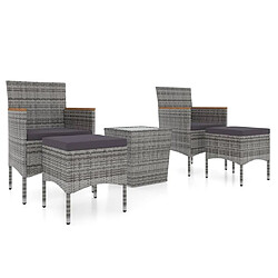 Maison Chic Table de bistro et chaises d'extérieur 5 pcs,Ensemble de bistro de jardin pour relax Résine tressée et verre trempé Gris -GKD112209