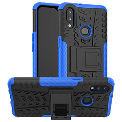 Wewoo Coque Pour Galaxy A10s Texture de pneu TPU antichoc + PC Housse de protection avec support bleu