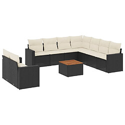 Maison Chic Salon de jardin 10 pcs avec coussins | Ensemble de Table et chaises | Mobilier d'Extérieur noir résine tressée -GKD27884