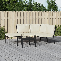 Maison Chic Salon de jardin 5 pcs + coussins - Mobilier/Meubles de jardin - Table et chaises d'extérieur sable acier -MN77085