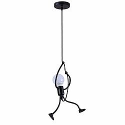 Stoex Lustre Suspension Fer Gens Design Petite Personne Créatif Luminaire pour Salon Chambre Enfant, E27 Noir