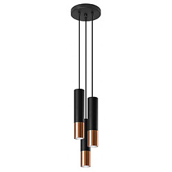 Luminaire Center Suspension Loopez Acier Cuivre,noir 3 ampoules 90cm