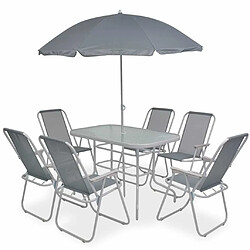 Maison Chic Mobilier à dîner 8 pcs de jardin - Ensemble table et chaises d'extérieur - Salon/Mobilier de jardin classique Acier et textilène Gris -MN81372