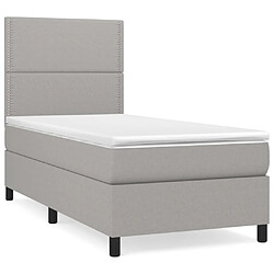 Maison Chic Structures de lit + matelas,Lit à sommier tapissier avec matelas Gris clair 80x200 cm Tissu -MN85284