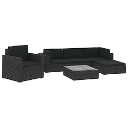 vidaXL Salon de jardin 6 pcs avec coussins résine tressée noir