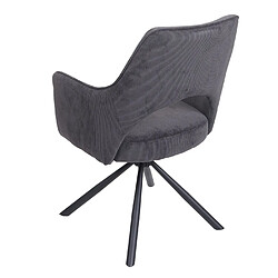 Decoshop26 Chaise de salle à manger fauteuil rotatif en tissu velours côtelé gris foncé 04_0006332 pas cher