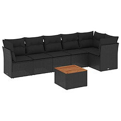 Maison Chic Salon de jardin 7 pcs avec coussins | Ensemble de Table et chaises | Mobilier d'Extérieur noir résine tressée -GKD18185