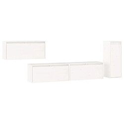 Maison Chic Meubles TV 4 pcs pour salon Blanc Bois massif de pin -MN69521