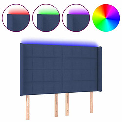 Maison Chic Tête de lit scandinave à LED,meuble de chambre Bleu 147x16x118/128 cm Tissu -MN26359