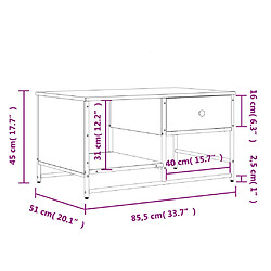 vidaXL Table basse chêne fumé 85,5x51x45 cm bois d'ingénierie pas cher