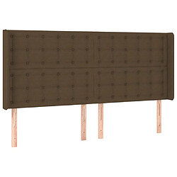 vidaXL Tête de lit avec oreilles Marron foncé 163x16x118/128 cm Tissu