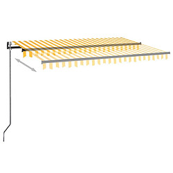 Avis Maison Chic Auvent automatique | Store banne extérieur | Marquise capteur de vent/LED 450x300cm Jaune et blanc -MN10861