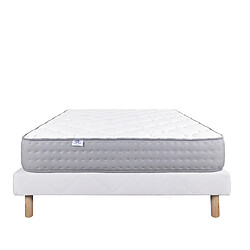 LUXURY LITERIE Ensemble matelas zen 160x200 cm + sommier blanc ep 13cm