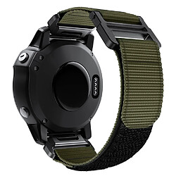 Bracelet en nylon 26mm, respirant, ajustable, élastique, vert armé pour votre Garmin Fenix 7X/6X/5X