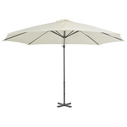 vidaXL Parasol de jardin en porte-à-faux et poteau en aluminium sable