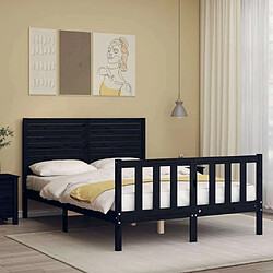 Avis Maison Chic Cadre/structure de lit avec tête de lit pour adulte - Lit Moderne Chambre noir double bois massif -MN52233