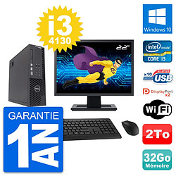 PC Dell T1700 SFF Ecran 22" Intel i3-4130 RAM 32Go Disque 2To Windows 10 Wifi - Occasion