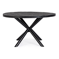 Mes Table à manger ronde 130x76 cm en manguier noir - BAILA