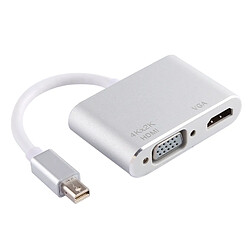 Wewoo Cable Adaptateur Mini DisplayPort vers VGA et HDMI 2 en 1 4Kx2K (Argent)