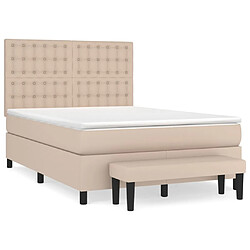 vidaXL Sommier à lattes de lit avec matelas Cappuccino 140x190 cm