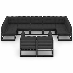 Avis Maison Chic Salon de jardin 9 pcs + coussins - Mobilier/Meubles de jardin - Table et chaises d'extérieur noir bois de pin massif -MN39174