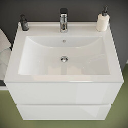 Kiamami Valentina MEUBLE DE SALLE DE BAIN SUSPENDU AVEC LAVABO 60CM ET TIROIRS BLANC BRILLANT | BENACO