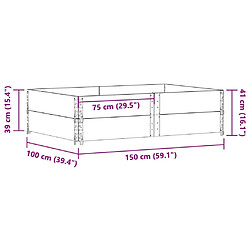 vidaXL Jardinière noir 150x100 cm bois massif de pin pas cher