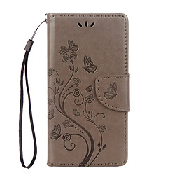 Wewoo Coque gris pour Wiko Lenny3 Étui en cuir à rabat avec motif de fleurs pressées Max avec support et Slots de cartes Portefeuille