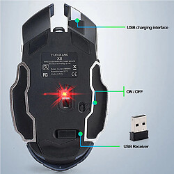 Universal Souris gaming sans fil X8 rechargeable, silencieuse, LED rétroéclairée, USB optique, ergonomique, souris gaming, LOL, souris gaming, PC