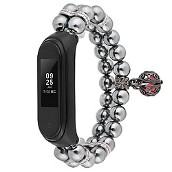 Bracelet en métal motif de fausses perles avec décor de boules, noir pour votre Xiaomi Mi Band 5/6