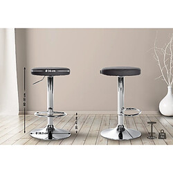 Decoshop26 Lot de 2 tabourets de bar design simple avec assise en synthétique noir et cadre métal chromé TDB10694